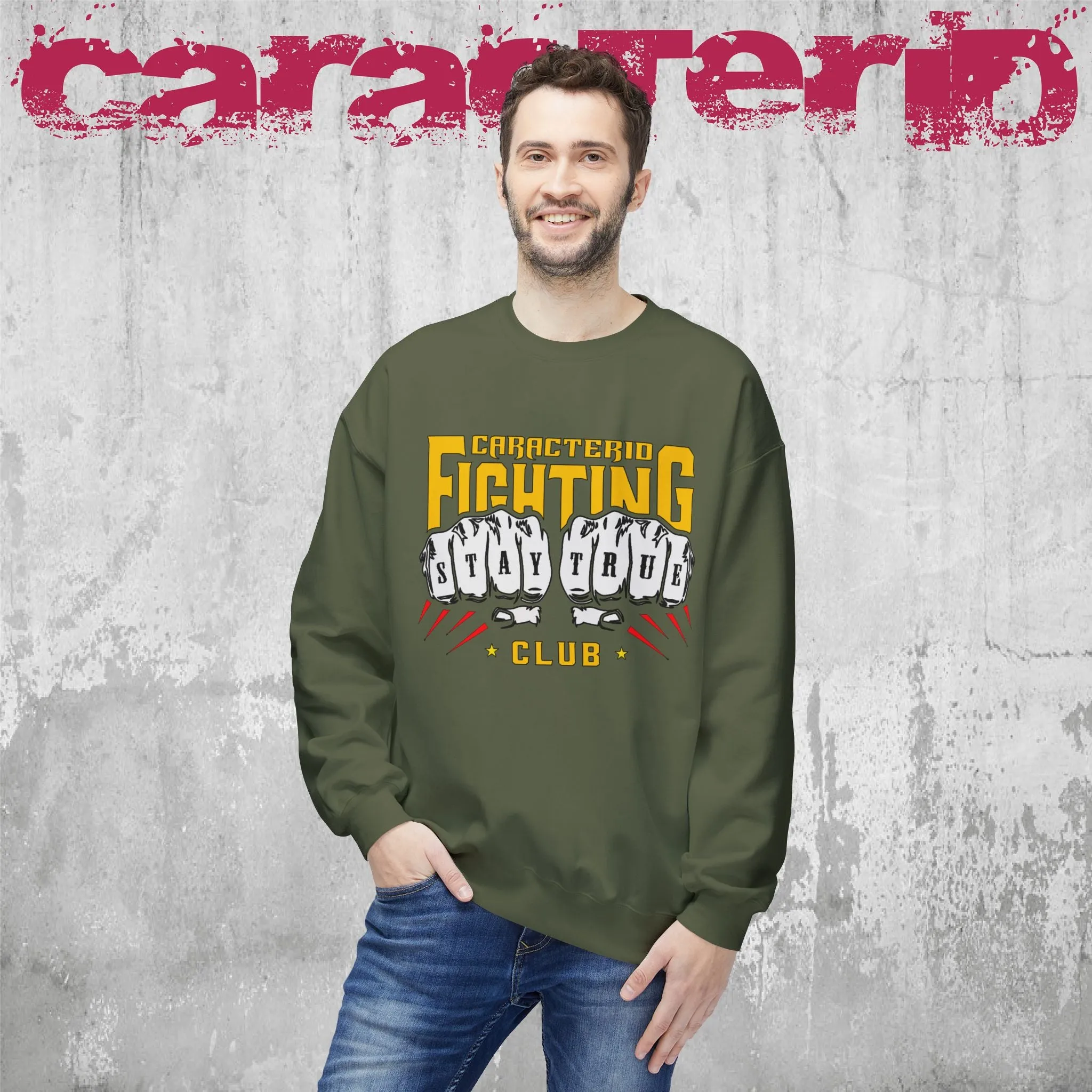 Bold Fighting Club Graphic Sweatshirt - Stay True Design | CaracterID