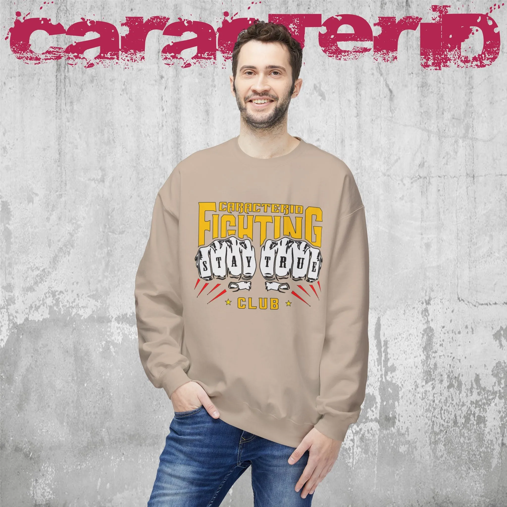 Bold Fighting Club Graphic Sweatshirt - Stay True Design | CaracterID