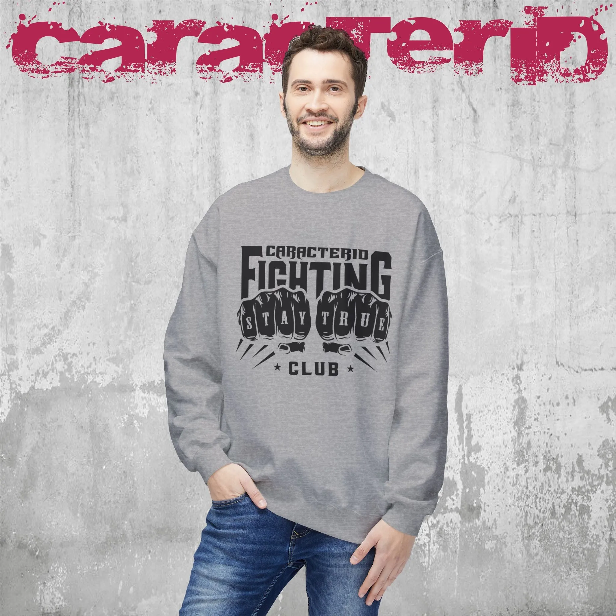 Bold Fighting Club Graphic Sweatshirt - Stay True Design | CaracterID