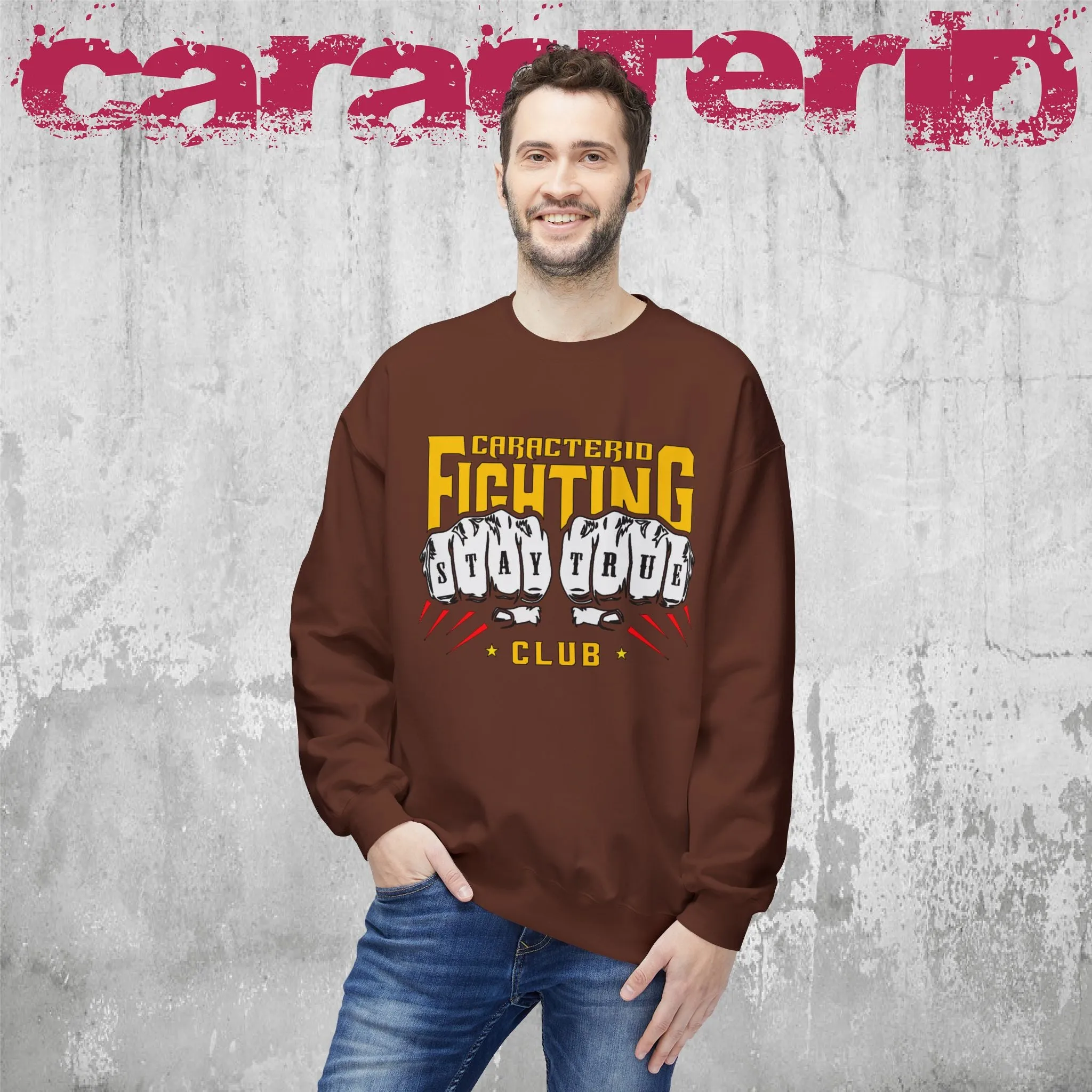 Bold Fighting Club Graphic Sweatshirt - Stay True Design | CaracterID