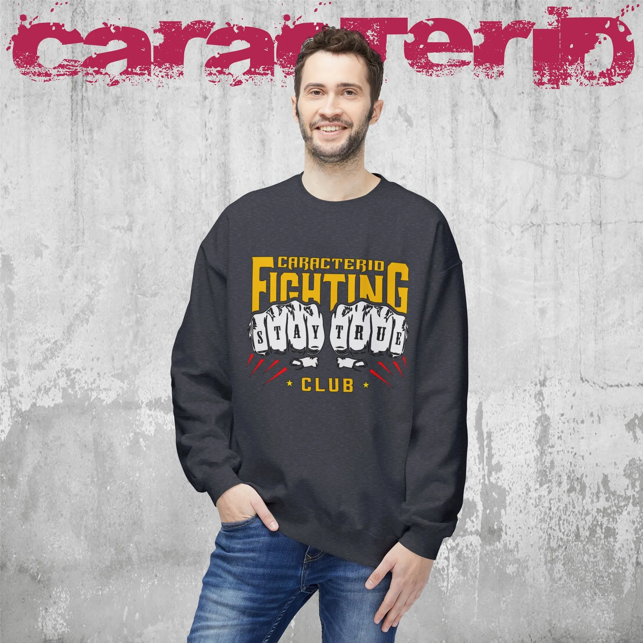 Bold Fighting Club Graphic Sweatshirt - Stay True Design | CaracterID