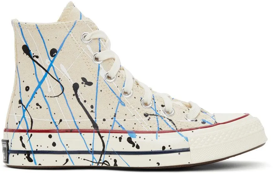 Converse Beige Archive Paint Splatter Chuck 70 High Sneakers