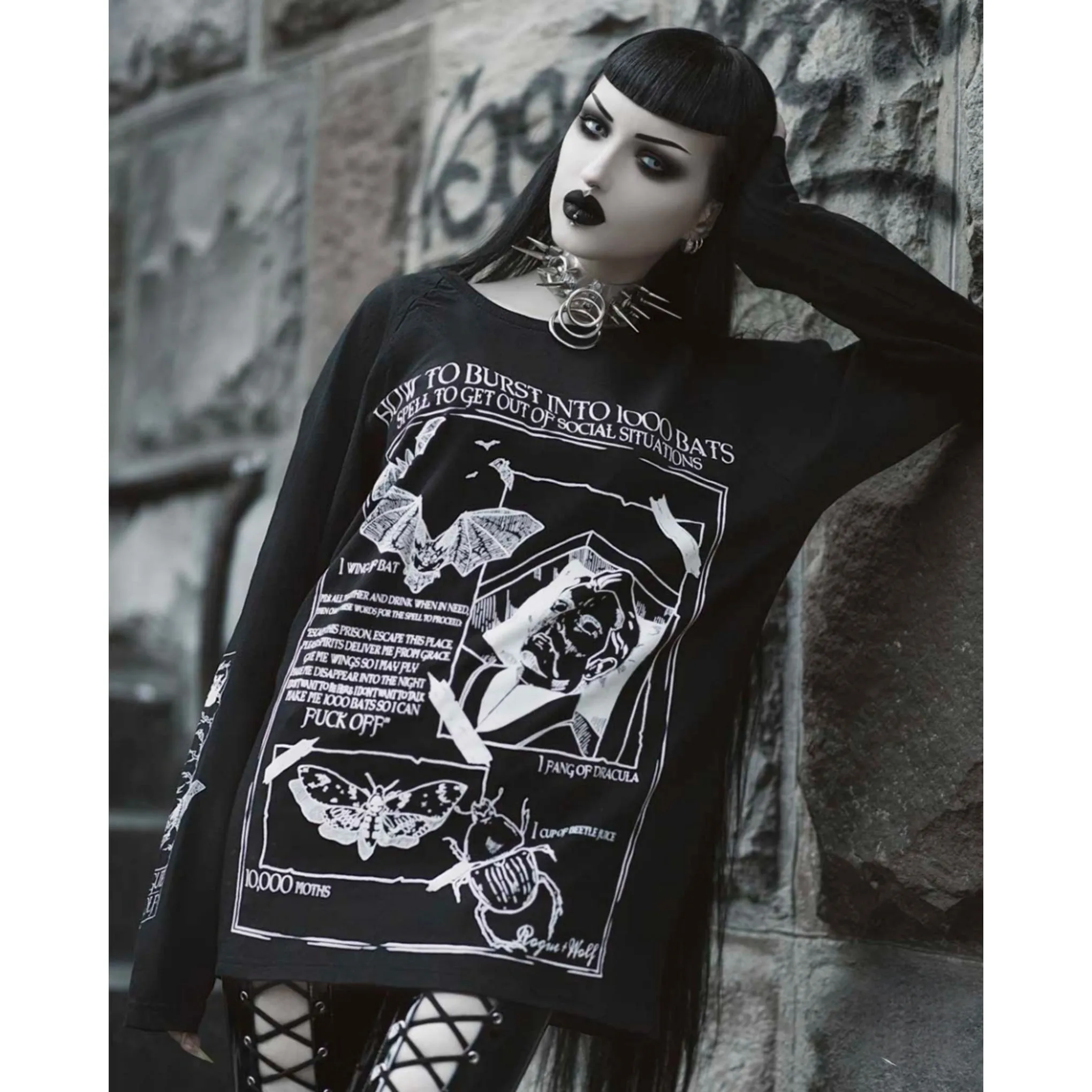Dramatic Exit Spell - Long Sleeve Tee | Black Oversized 100% Cotton