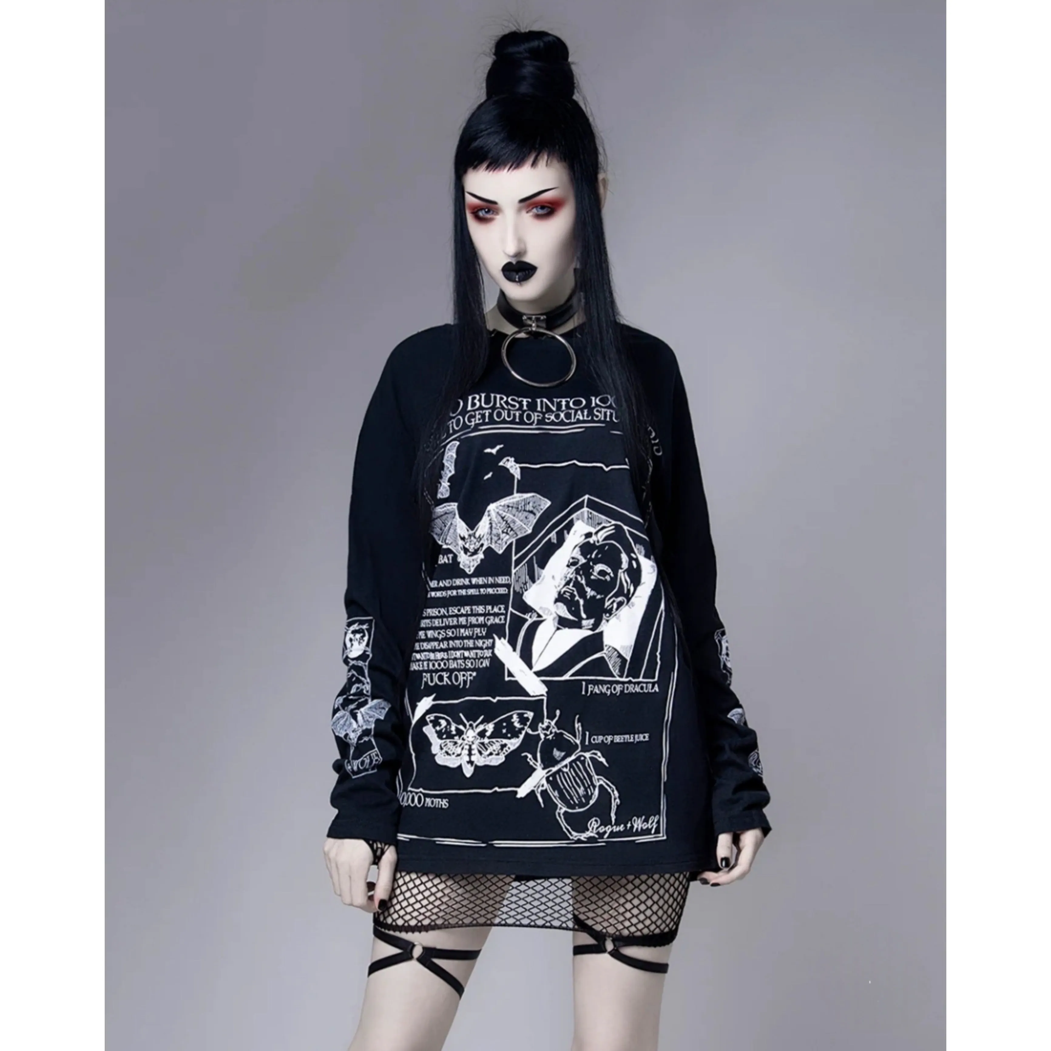 Dramatic Exit Spell - Long Sleeve Tee | Black Oversized 100% Cotton