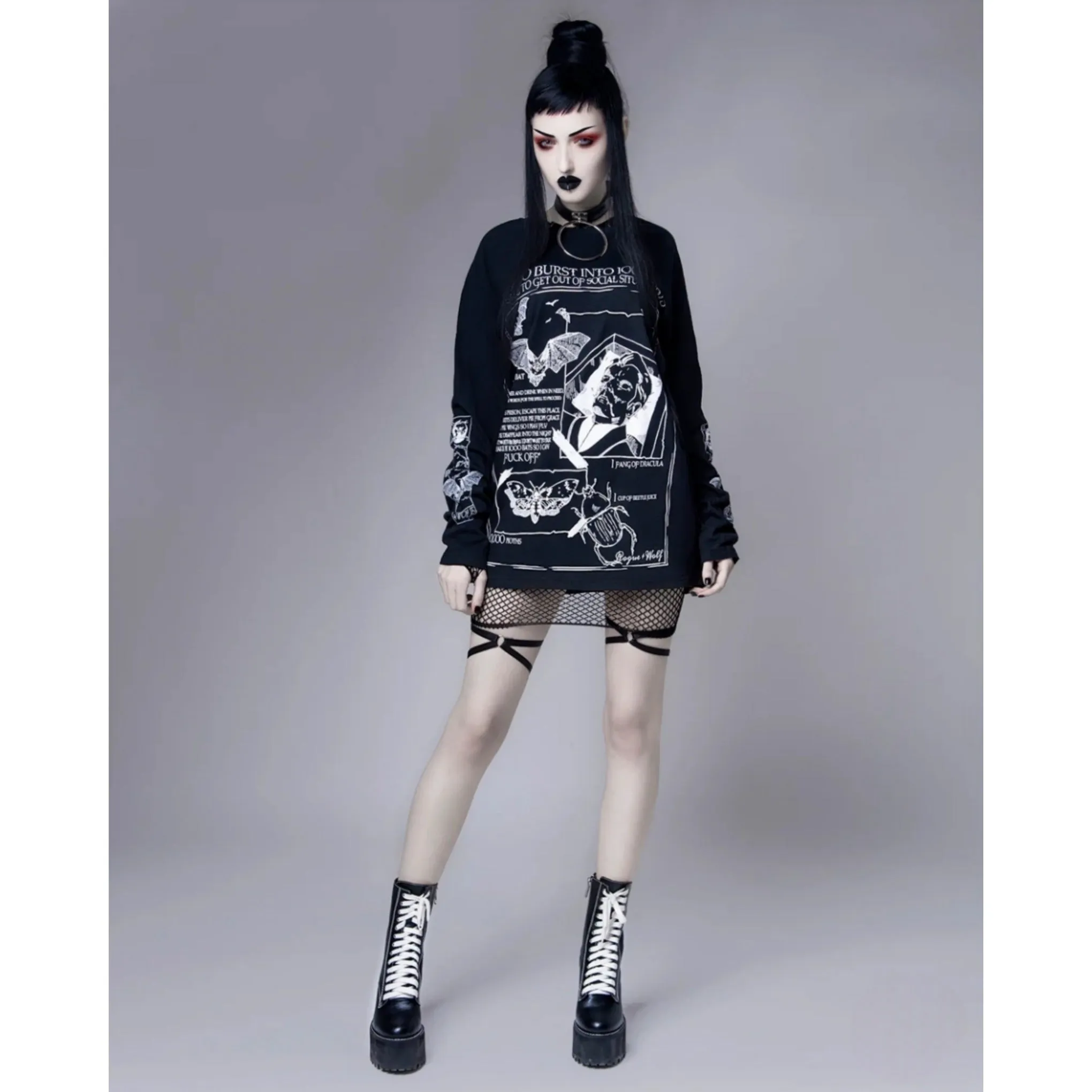 Dramatic Exit Spell - Long Sleeve Tee | Black Oversized 100% Cotton