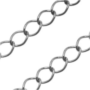 Gun Metal Plated Curb Chain, 4mm, by the Foot