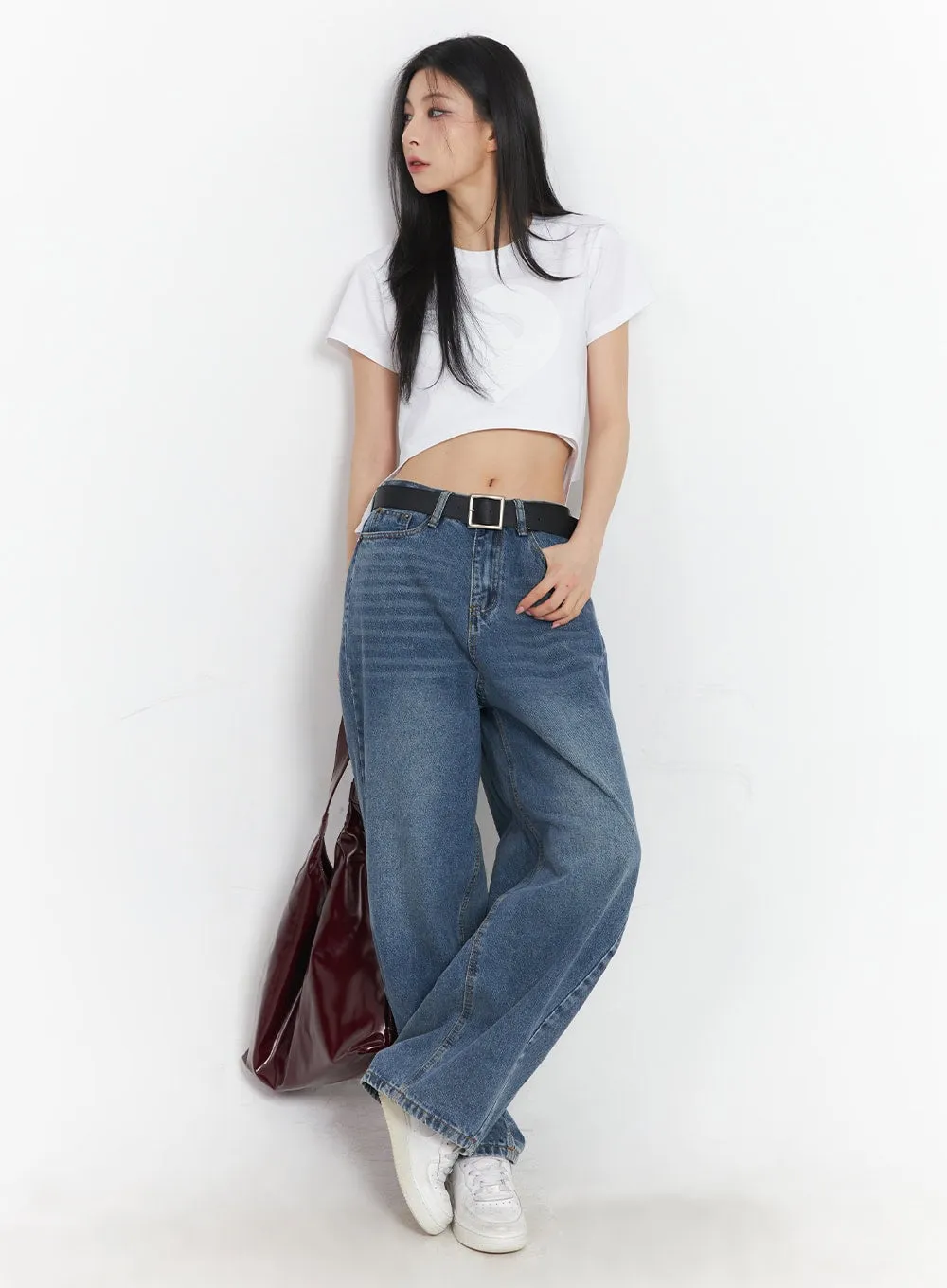 Helley Stitched Baggy Jeans CA503