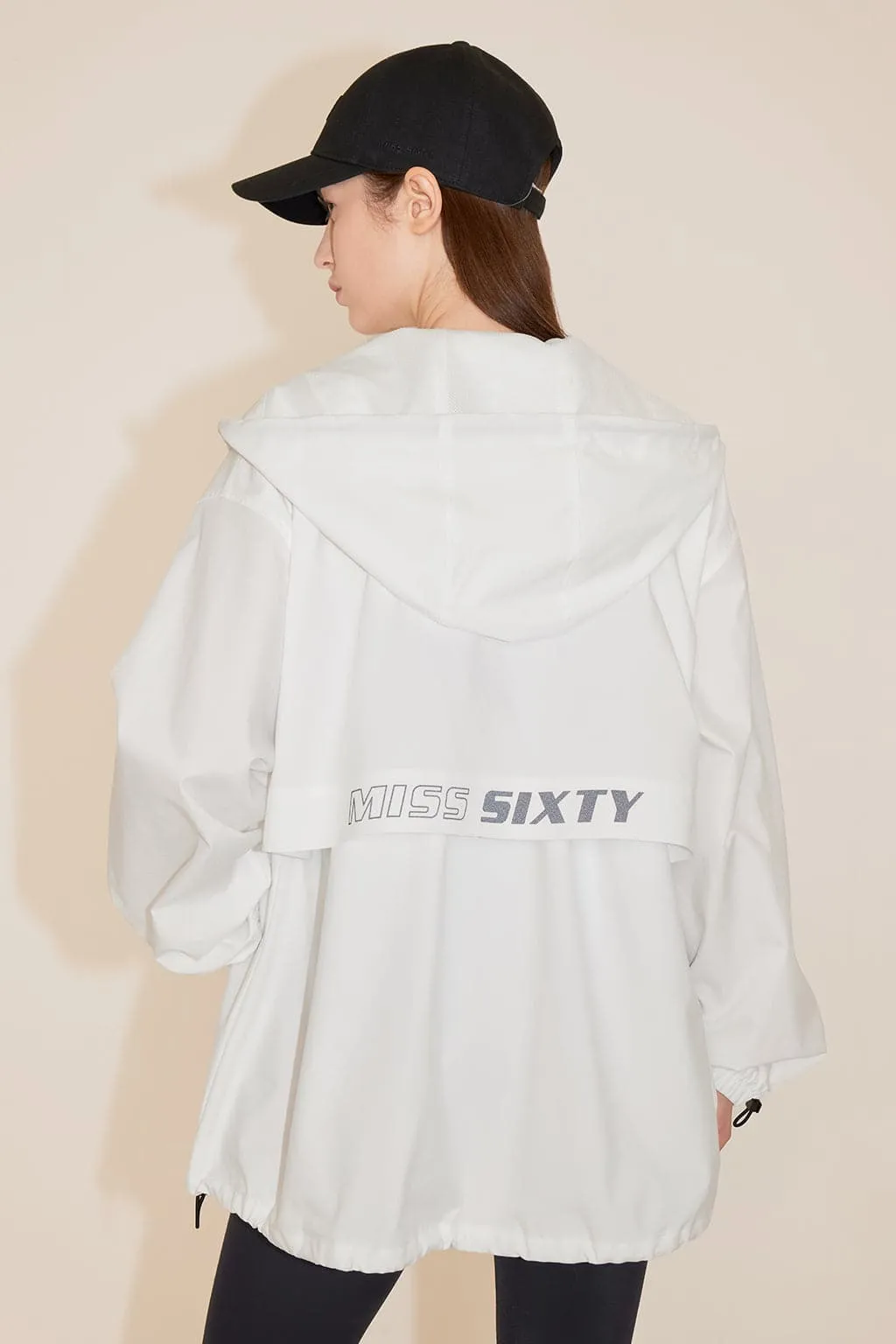 Hooded Loose Fit Sporty Windbreaker Jacket
