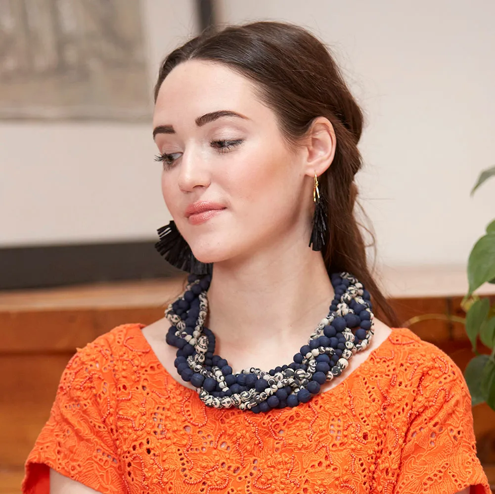 Kantha Indigo Braided Collar Necklace