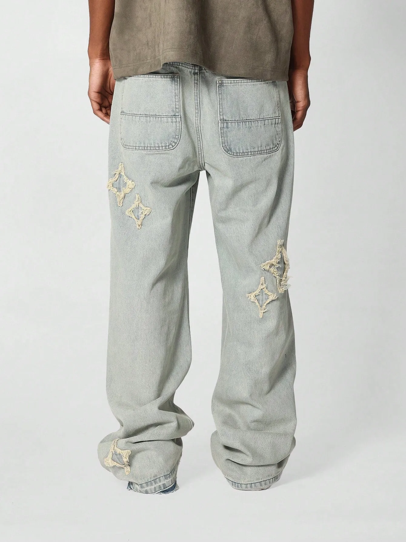 Loose Fit Baggy Jeans With Applique