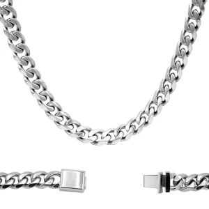 Miami Cuban Link Chain Necklace Stainless Steel Flat Clasp