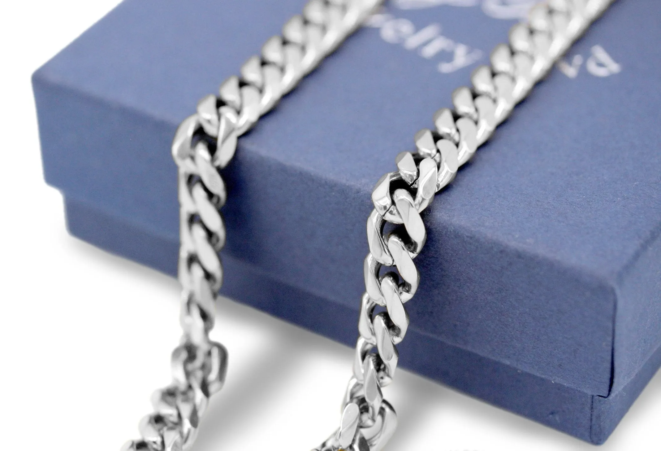Miami Cuban Link Chain Necklace Stainless Steel Flat Clasp