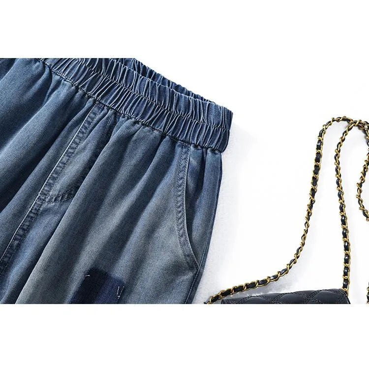 Slimming Embroidery Casual Thin Loose Fit Jeans