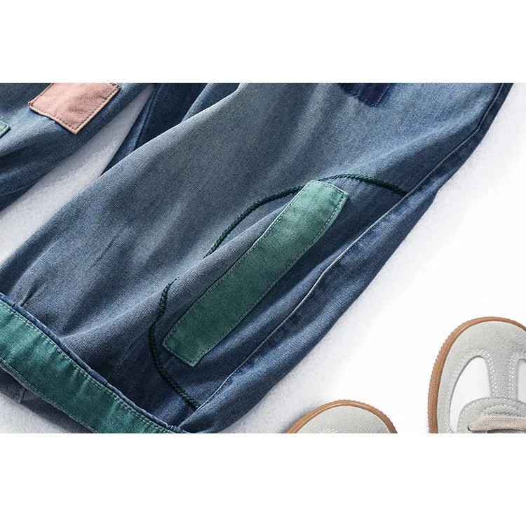Slimming Embroidery Casual Thin Loose Fit Jeans