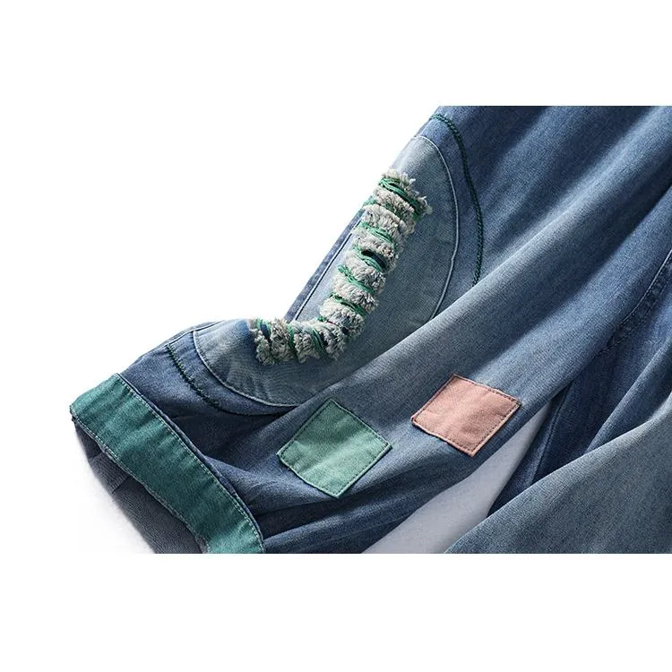 Slimming Embroidery Casual Thin Loose Fit Jeans
