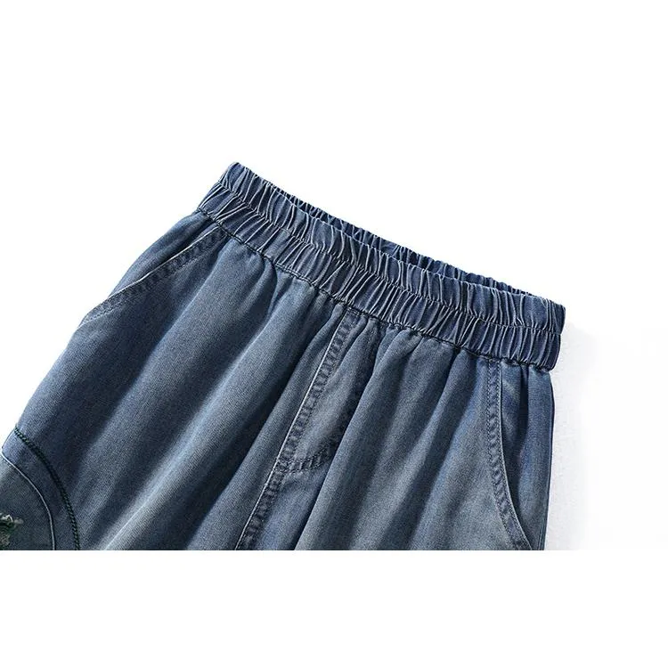 Slimming Embroidery Casual Thin Loose Fit Jeans