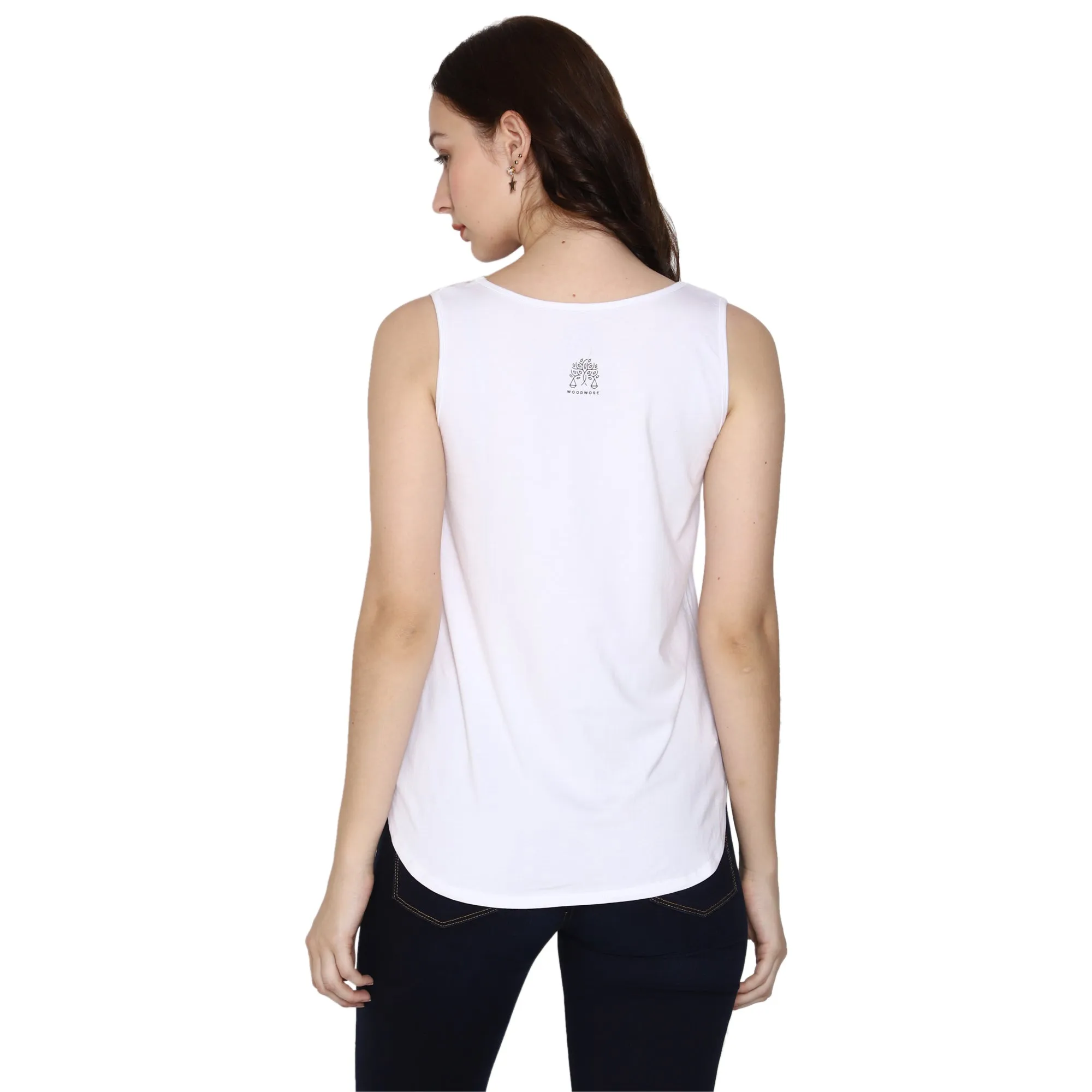 Woodwose Organic Clothing Women's White Bamboo Relaxed Fit Tank Top