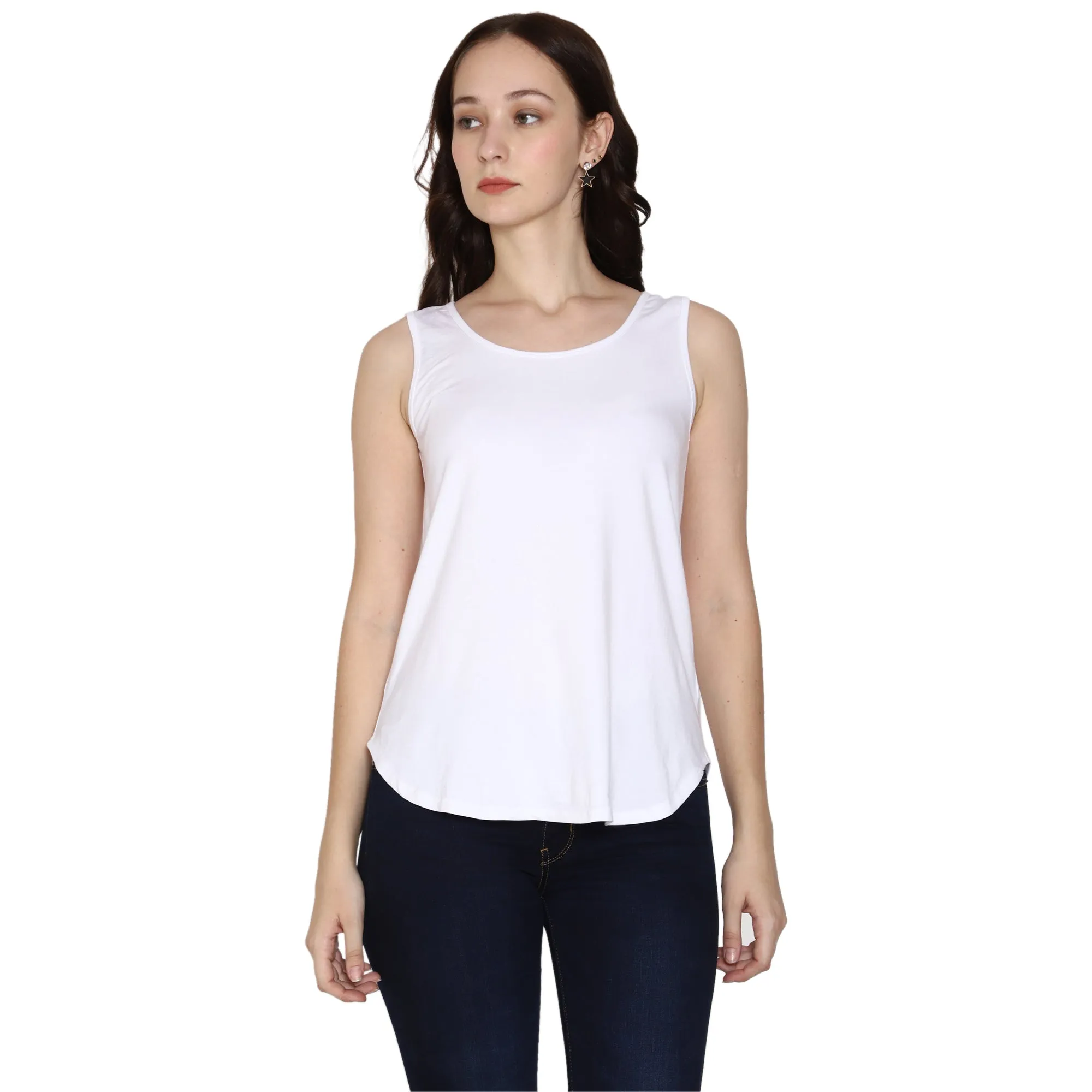 Woodwose Organic Clothing Women's White Bamboo Relaxed Fit Tank Top